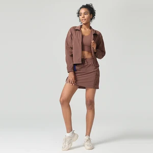 Quick-drying Casual Sports Workout Jacket Suit Outdoor Running Cycling Full Zipper Lightweight Shorts Jackets 2 Piece Set Women