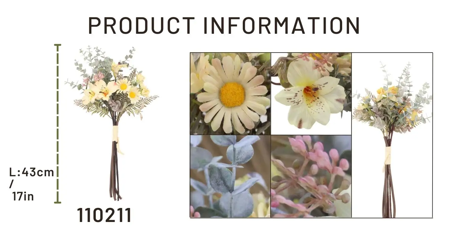 Artificial Plants Flowers Flocked Eucalyptus Daisy And Lily Flower