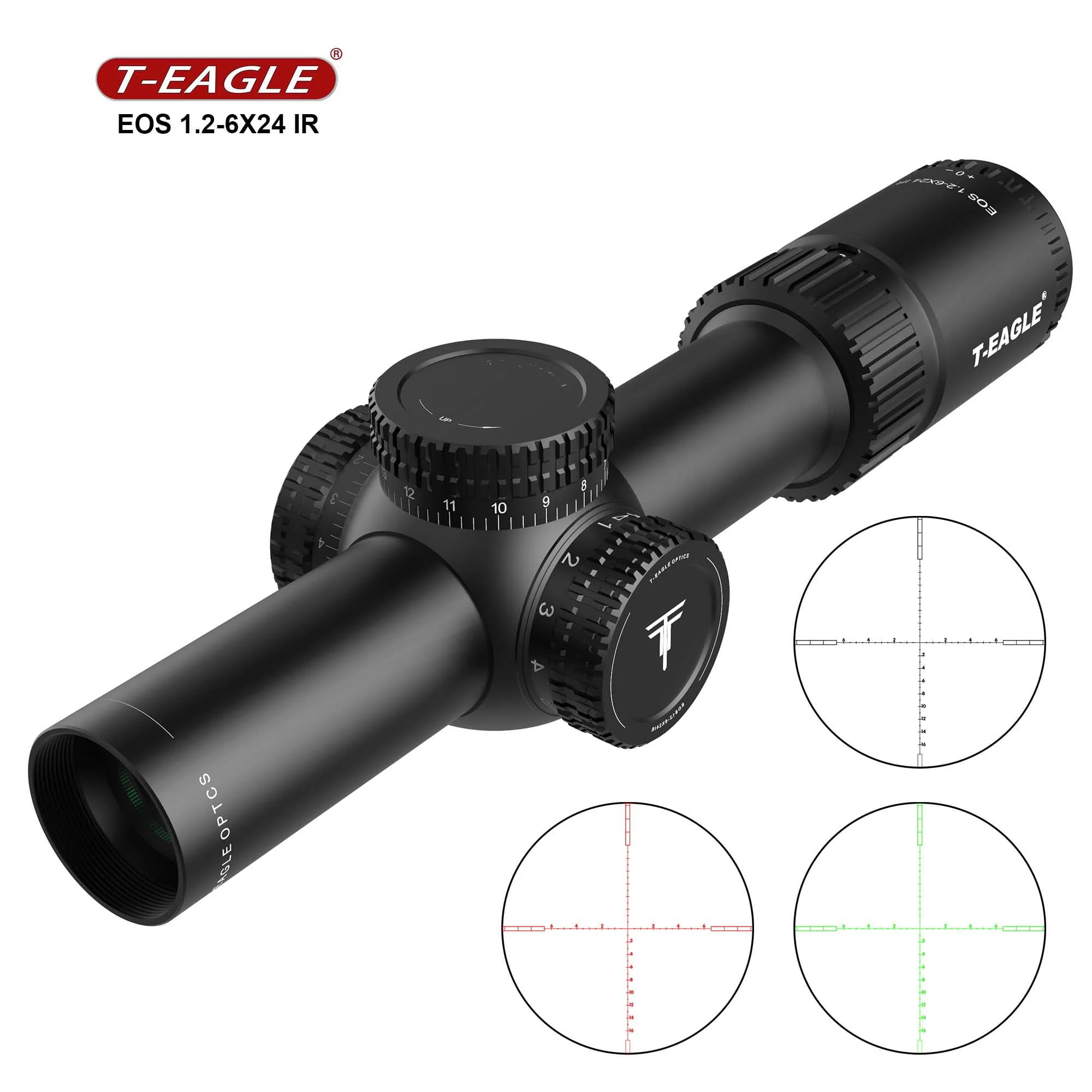 T-EAGLE EOS 1.2-6x24 IR Fast Aim Scope - Compact 24mm Lens, Red