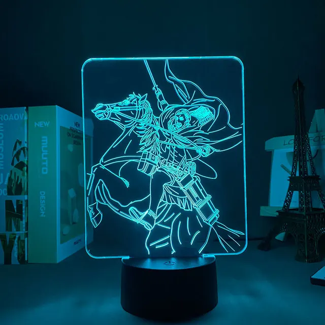 LED Anime Light Attack on Titan Captain Levi Ackerman Figure 3d  Illusion Multicolor Acrylic Night Lights