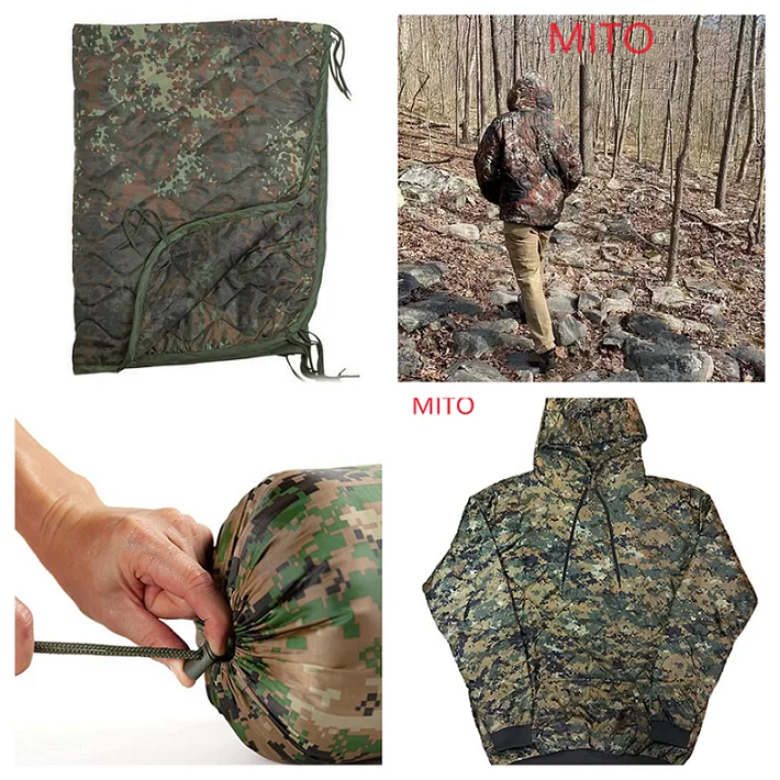 Mito Black Tiger Stripe Multicam Camping Waterproof Warm Camo Woobie