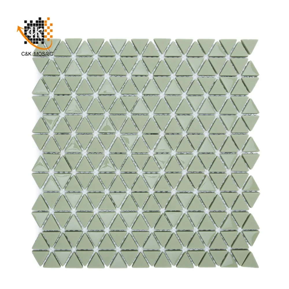 Triangle Green glass mosaic tile backsplash