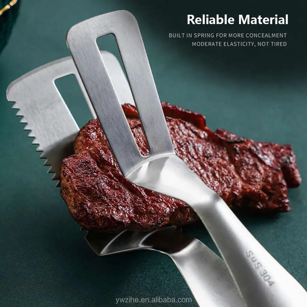 Pince à steak en acier inoxydable 304, spatule à frire, pince à