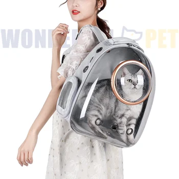 Wonderfulpet Pet Dog Capsule Backpack Portable Outdoor Cat Dog Carrier Bag Travel Suitcase for Pet Travel Transparent Case