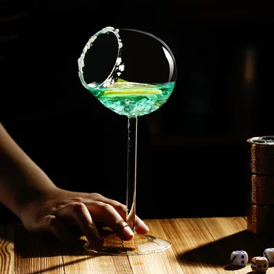 Lot De 4 Verres à Vin Inclinés Soufflés à La Main à Longue Tige Avec Base Concave Unique, Verres Modernes En Cristal De Qualité Supérieure, Cadeau