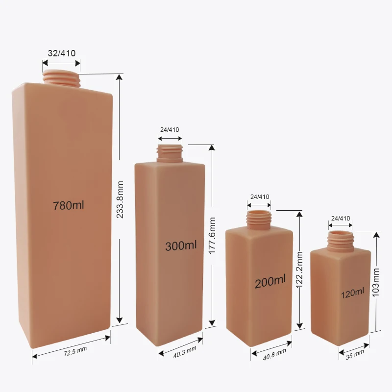 Luxury Square Plastic Gel Hair Shampoo Bottle Empty Body Lotion Hand Wash Pump Bottle