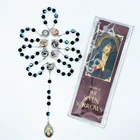 Rosary Rosarycross 6mm Catholic Religious Black Crystal AB Beads Necklace 7 Sorrows Of Mary Rosary Prayer