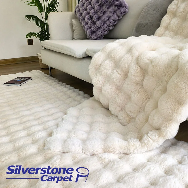 Fluffy Large Oval Area Rug 3D Faux Rabbit Carpet Soft Plush Carpets for BedroomRoom Furry Kid's Room Shaggy Rug