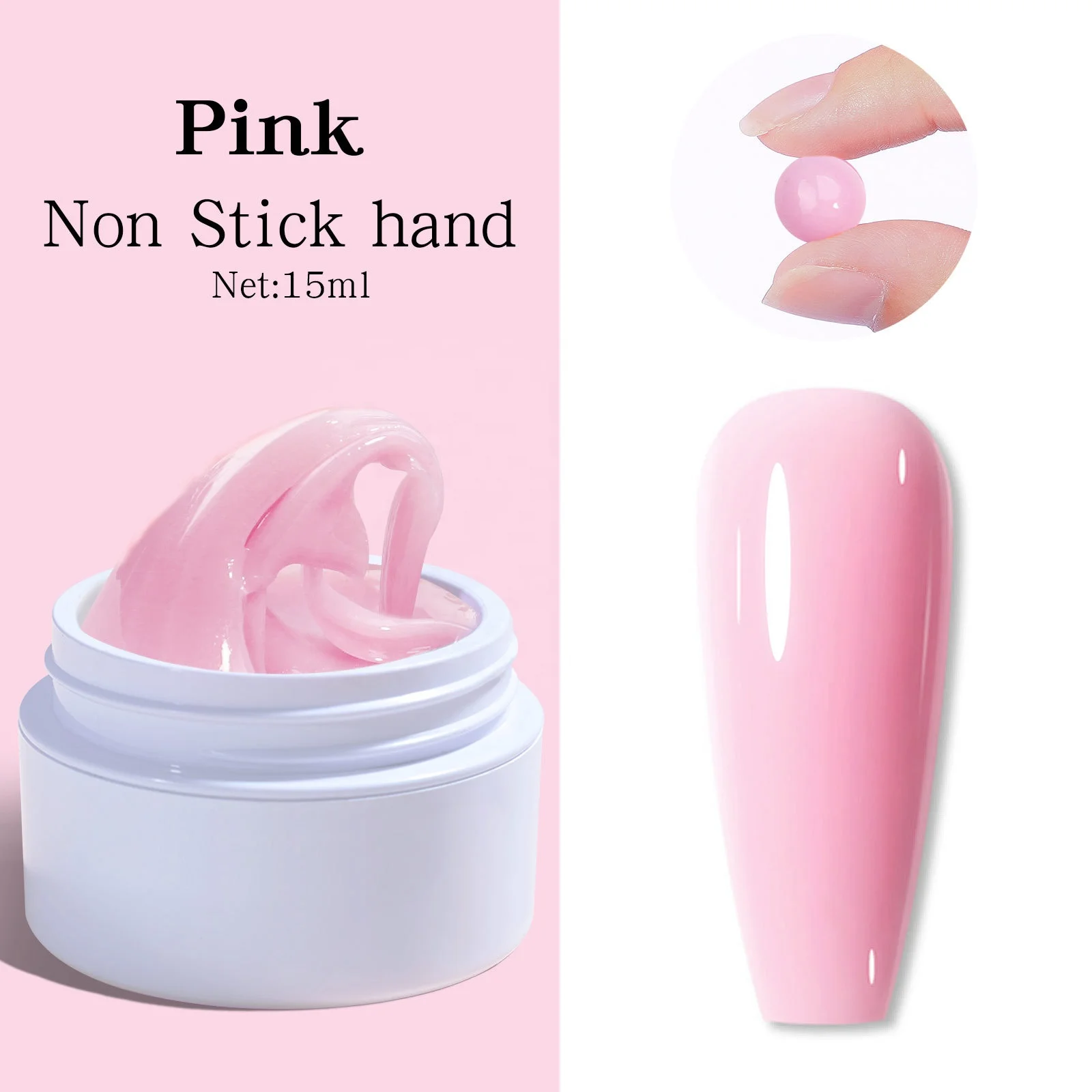 15ML Non Stick Hand Solid Extension Nail Gel Clear Nude Pink Extension Gel Rhinestone Private Label Glue Gel Easy to Operate