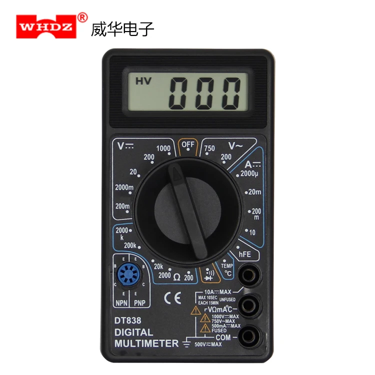 Digital Multimeter DT838 Removable Battery Lid with Temperature Test