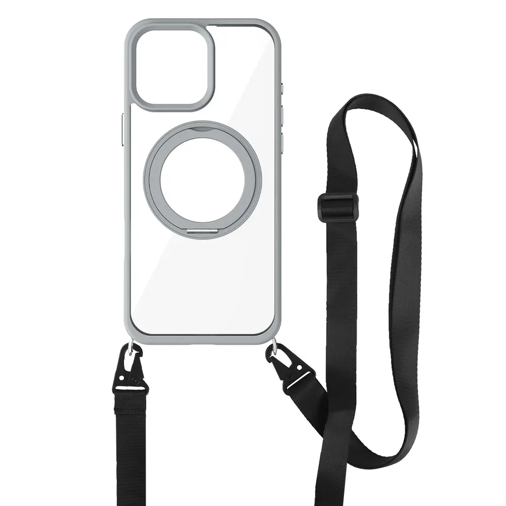 Laudtec Custom Strong Magnetic Frosted Translucent Matte Phone Case With Ring Stand Lanyard For Iphone 17 Air 15 Pro Max Sjk1088