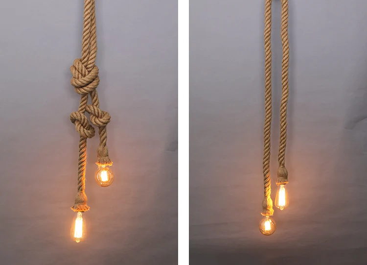 Hemp Rope Pendant Lamp Personality Single Head Bar Cafe Restaurant Clothing Shop Window Retro Industrial Wind Lamp