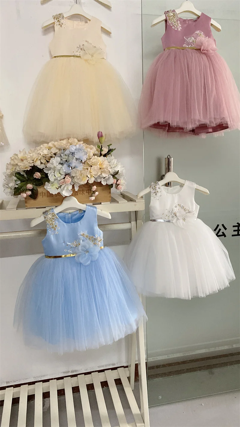 2024 Hot Selling Kids Gown Designs Girls Party Dress Casual Style
