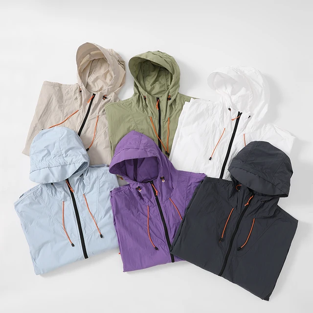 Stylish outdoor zipper quick-drying breathable lightweight heat-resistant hooded couple UPF50 sun protection clothes