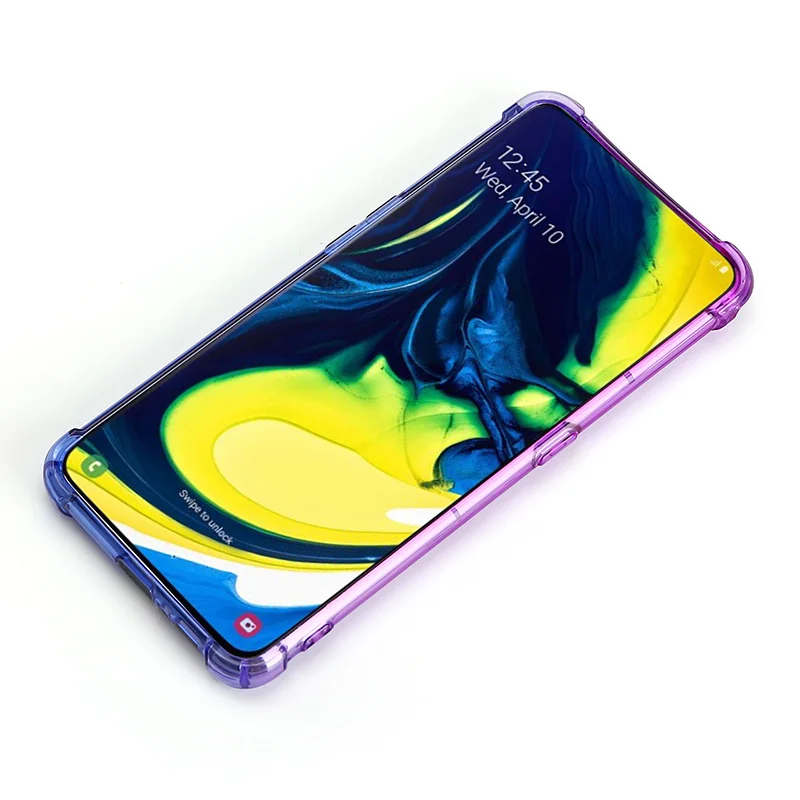 Gradient Color Shockproof TPU Case for Samsung Galaxy A80 Case Clear Soft TPU Phone Case for Samsung Galaxy A90