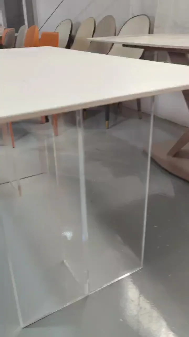 Modern Clear Acrylic Dining Table Table For Cafe Suspended Slate