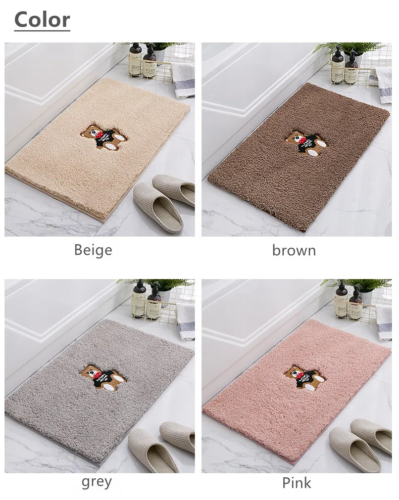 Best Selling Solid Color Water Absorbent Non Slip Bathroom Mat Bedroom Living Room Mat manufacture