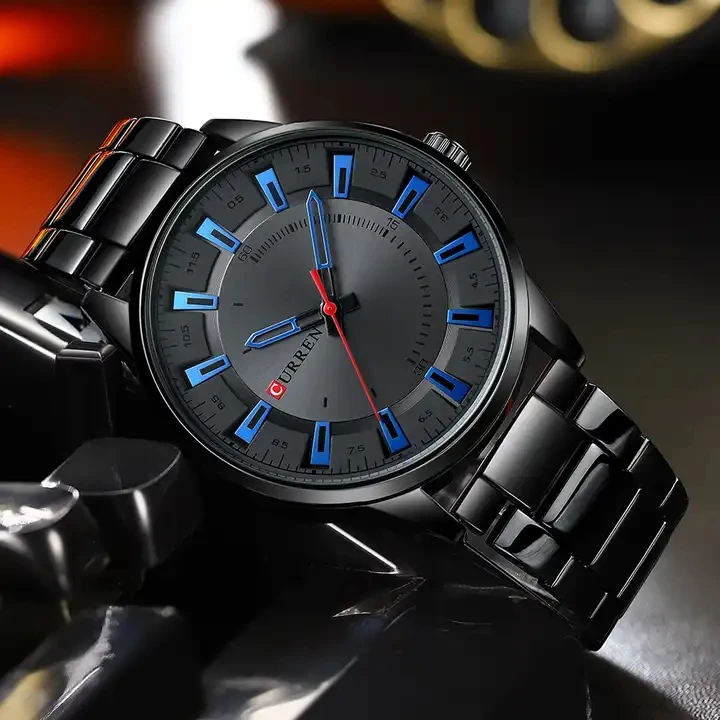 CURREN 8406 Fashion Black Men's Quartz Watch - Luxury & Waterproof