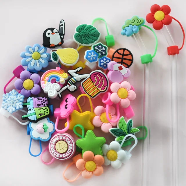 Hot Selling Luxury Bling Straw Topper Drink Cover Straw Topper Charms Custom Silicone Straw Toppers For Tumbers Wholesale