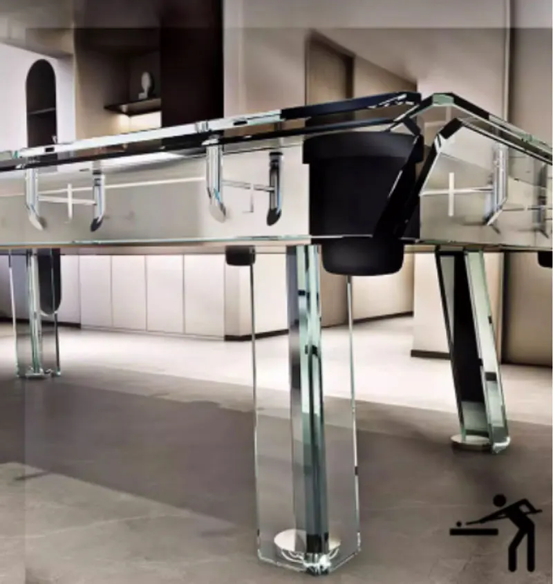 Высококачественный индивидуальный роскошный и модный бильярдный стол из хрустального стекла подходит для домашнего офиса частных клубов