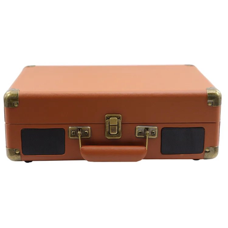 ポータブルスーツケース蓄音機ビニールレコードプレーヤーフィルム木製