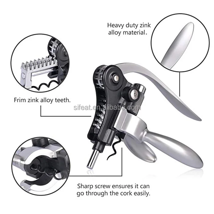 Leather Box Vertical Lever Corkscrew Bottle Openers Wine Tool Set Rabbit Wine Opener Set with Foil Cutter Wine Pourer Stopper