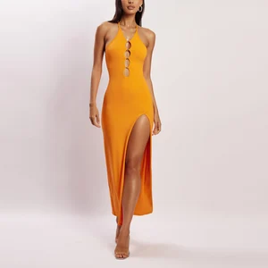 Manufacturer Oem Custom Women Bodycon Fit 94% Nylon 6% Spandex Jersey Knit Maxi Dress