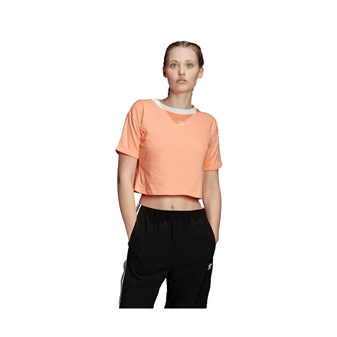 Adidas Originals Women's Active Crop Ringer Tops L Shirt & Tee | 100% ...
