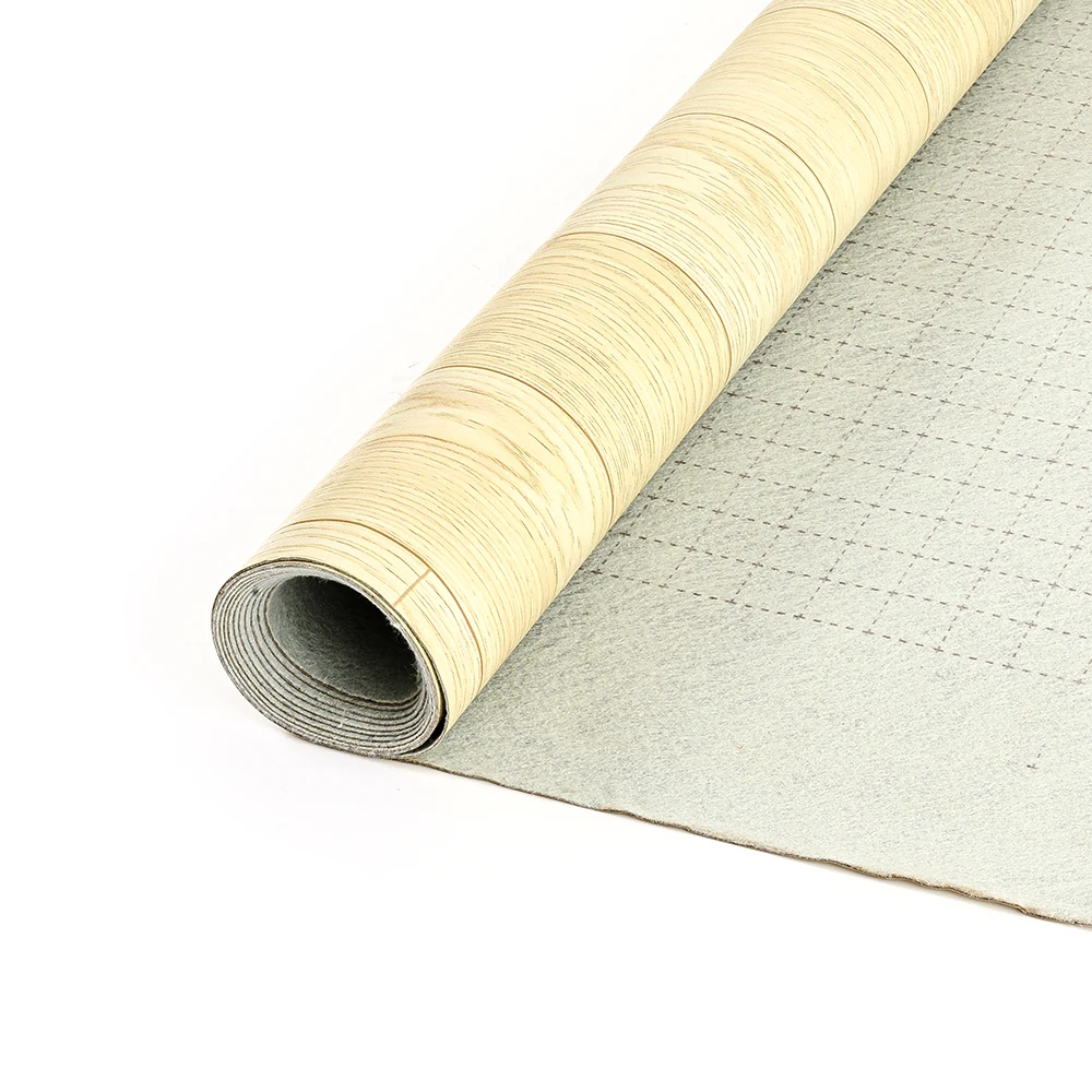 Wood Like PVC Linoleum Vinyl Flooring  Roll on Concrete