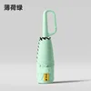 Mint green-50 off-6-rib ring-handle umbrella with inward-folding