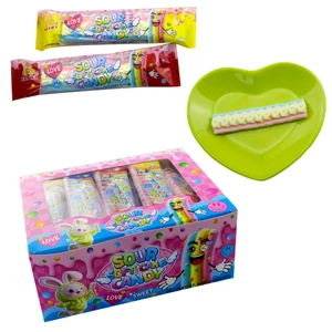 Hot Selling Rainbow Cake Shaped Fruit Flavour Sour Soft Marshmallows with Mini Candy