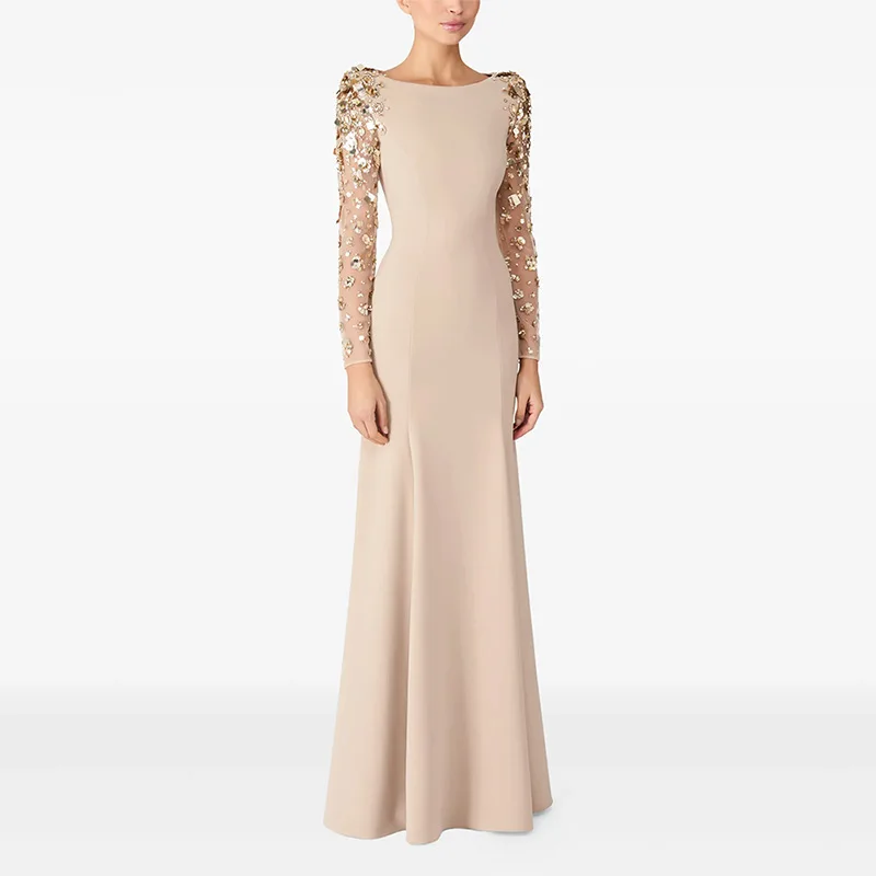 In Stock Celebrity Formal Empire Waist Evening Gown Long Dress 2026 New Mesh Patchwork Heavy Beading Rhinestone Slim Fit