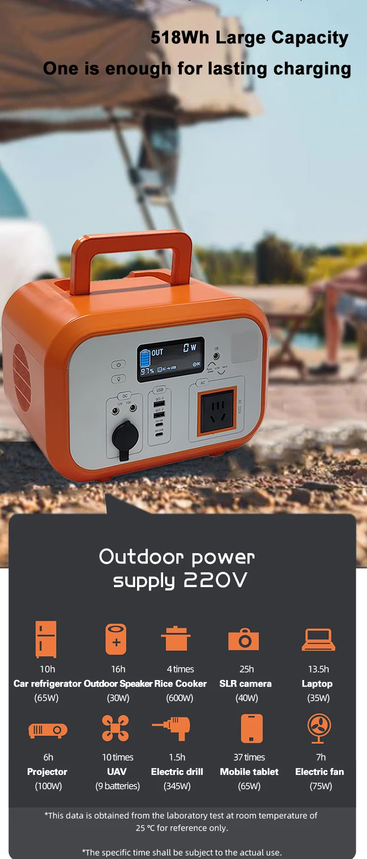 600w 1000w 2000w 3000w Power Station Lifepo4 Battery With Led Emergency Outdoor Solar Power 3109