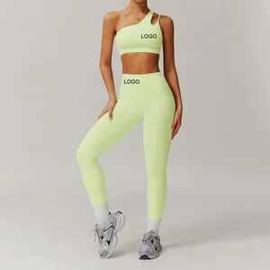 2026 Nude One Shoulder Shockproof Bra Leggings Quick Dry Active Wear Gym Fitness Workout Sports Suits Yoga Sets Women
