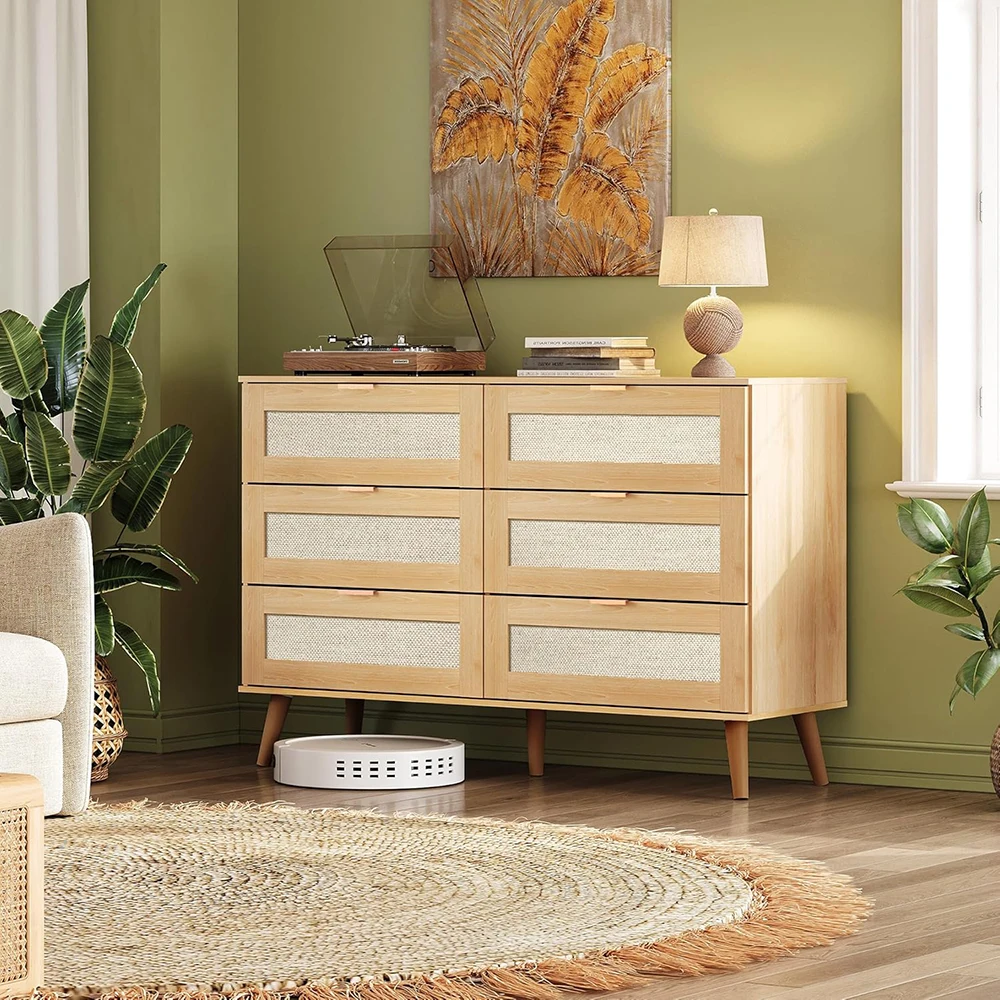 product nu deco mh25726 modern wood dresser 6 drawers 4724 wide gold metal handles tv stand 55 tv storage cabinet bedroom-1