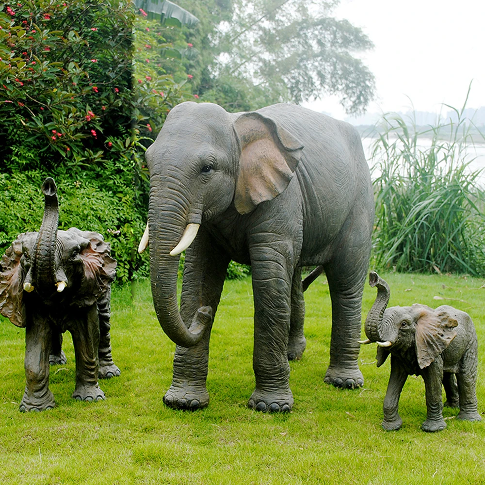 Sculpture éléphant Mère Et Bébé En Résine Polystone - Dimensions XXL (50x63cm) - Occasion
