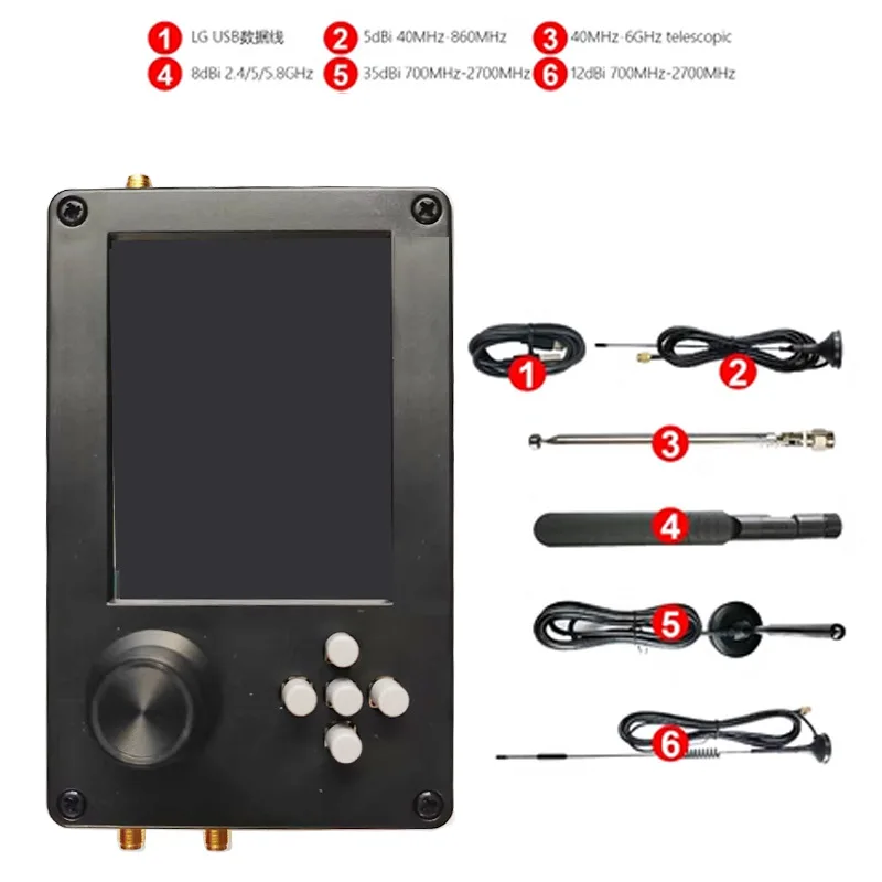 PortaPack H2 HackRF One R9 V1.7.0 - 5 Antennas & Data Cable 1MHz