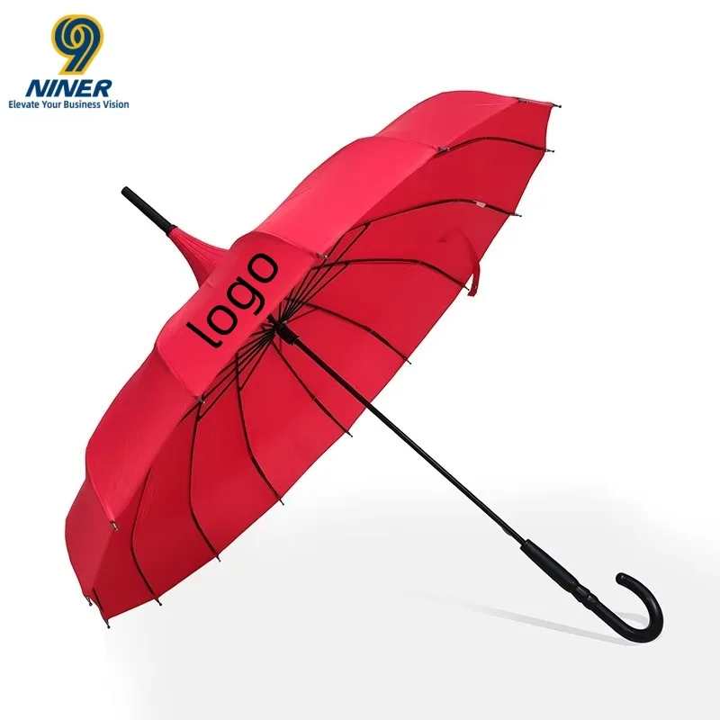 16 Solid Color Pagoda Umbrella, Curved Handle Umbrella Exquisite clear Umbrella Ong Handle Umbrella