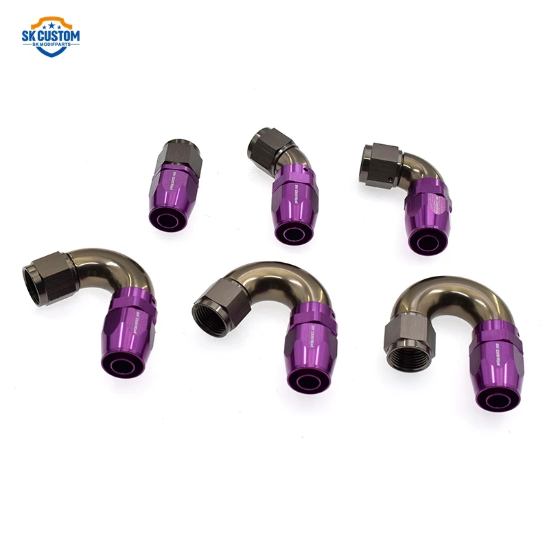 AN6 / AN8 / AN10 One Piece Hose End Forged Aluminum Alloy Swivel Fuel Fitting Adapter 45 90