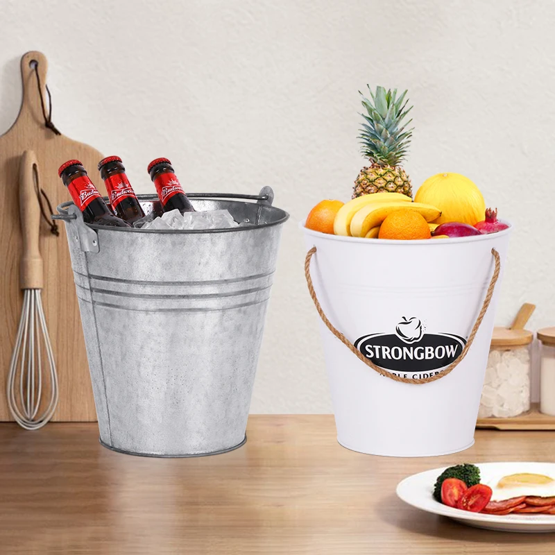 Hot Sale Custom Made Farmhouse Large Pegs Bucket Galvanized Metal Storage Bucket Household Ice Bucket