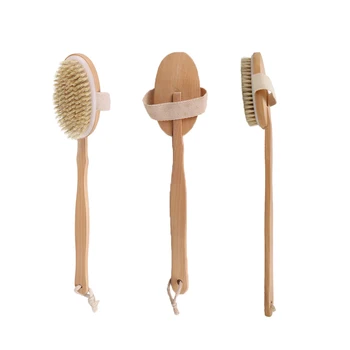 HOT Sale Natural Bristle Long Handle Wooden Shower Brush Back Scrubber Body Brush For Bath