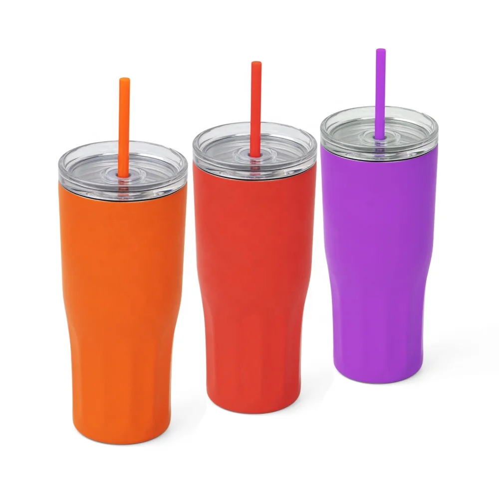 Новое поступление безопасный стакан Dishwashe 20 унций изолированный с двойными стенками из нержавеющей стали кружки для путешествий герметичной крышкой соломы