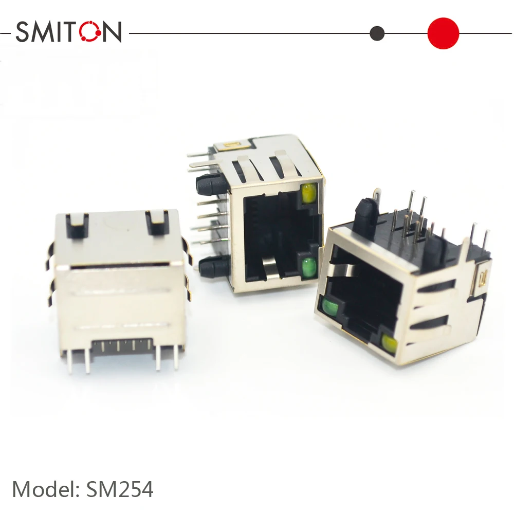 Rj45 Female Network Connector Shield 8p8c 8pins Jack With Led Buy Shield 8p8c 8pins Jack With