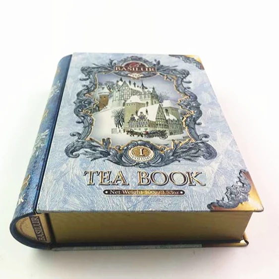 book shaped tin gift tin box hinge tin box for tea,chocolate and