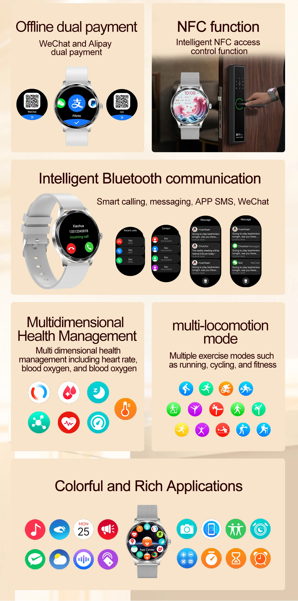 If you are searching for a supplier of a product with perfect quality control and highly competitive prices, which gives you an advantage in expanding your local market, then contact us now!  Competitive suppliers of  Diamond Women's Health Monitoring Smartwatch 1.32-Inch AMOLED BT Call AI Voice Assistant Heart Rate Blood Pressure Smart Watch