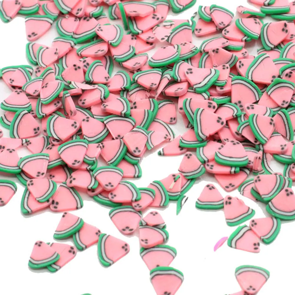 Simulation Pink Watermelon Clay Slice Polymer Clay Fruit Nail Art Decoration DIY Accessories Christmas Ornament