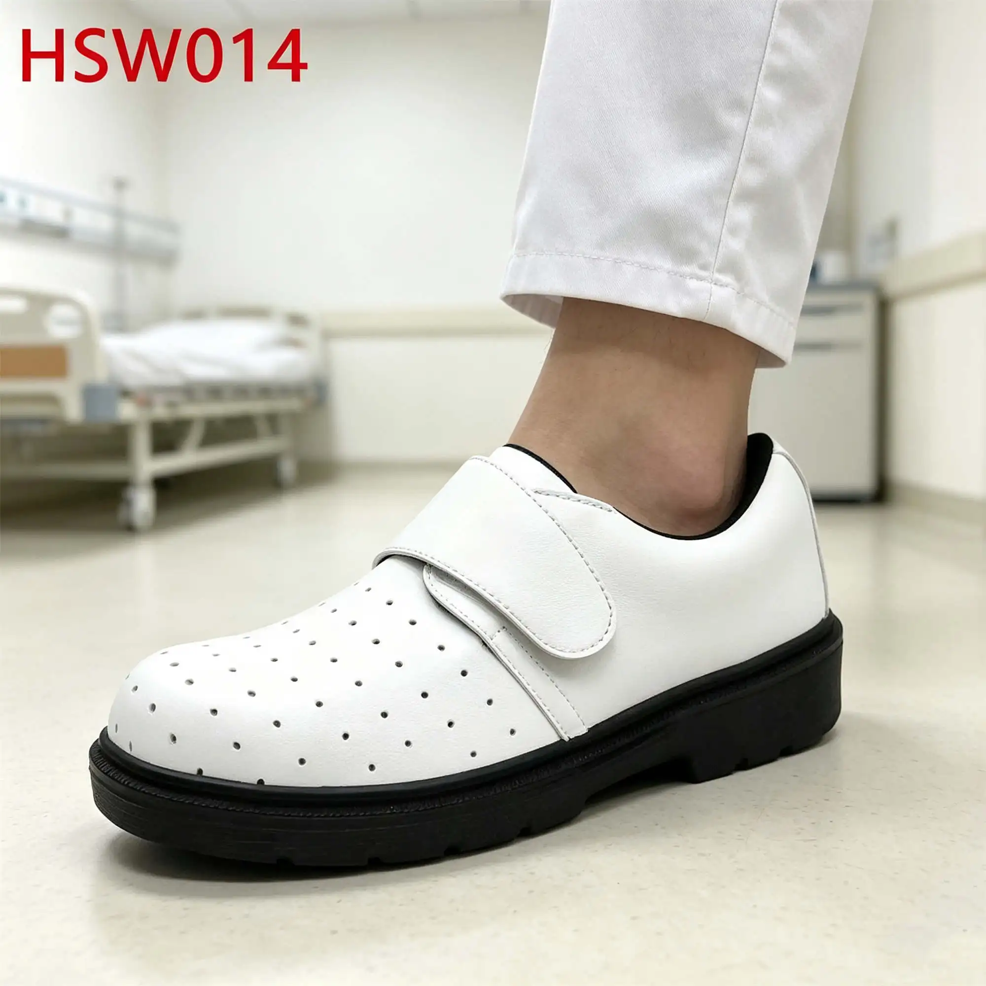 ZYF,Medical Facility Big Magic Tape Design White Safety Shoes Lab Technician More Breathable Hua Singh Work Clogs HSW014