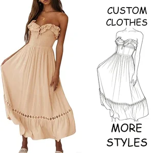 Custom Strapless A-Line Maxi Dresses Women Casual for Off-the-Shoulder Cotton/Bamboo Fiber Breathable Eco-Friendly Fashion