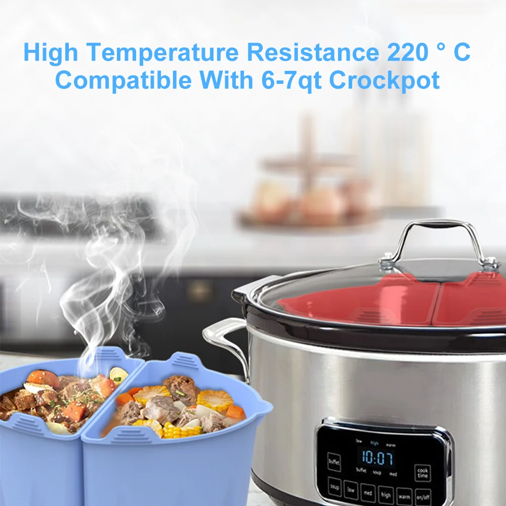 6 7 QT Easy Clean Heat Resistance Reusable Washable Silicone Cooker Liner Fit Slow Crock Pot Silicone Crockpot Divider Liner