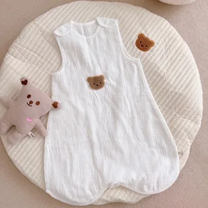 Summer Knitted 100% Cotton Vest Baby Sleeping Bag Casual Cartoon Rompers ODM